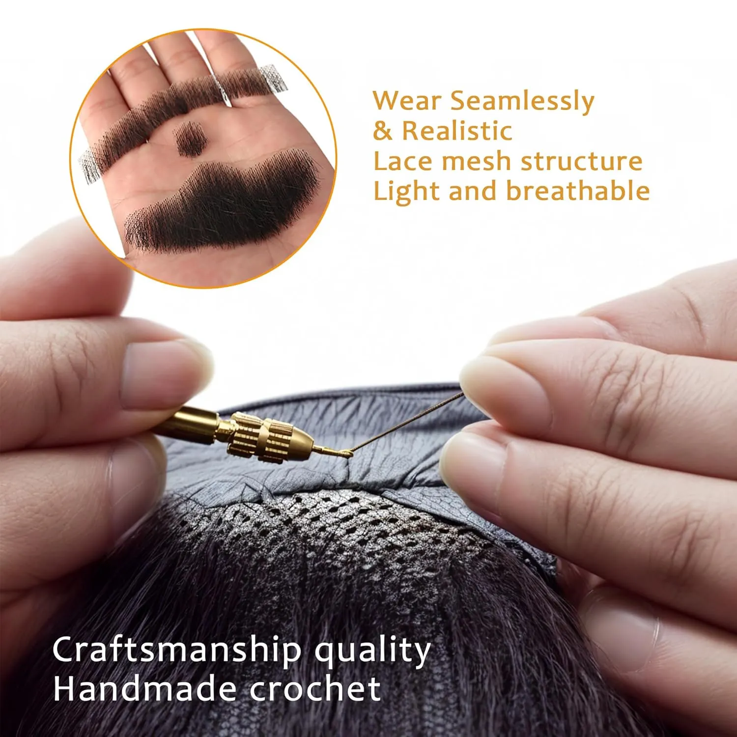 doremi Beard WigRealistic Human Hair Full Hand Tied Facial Hair Fake Beard and Mustache False Beards Lace Invisible Entertainment Drama Party