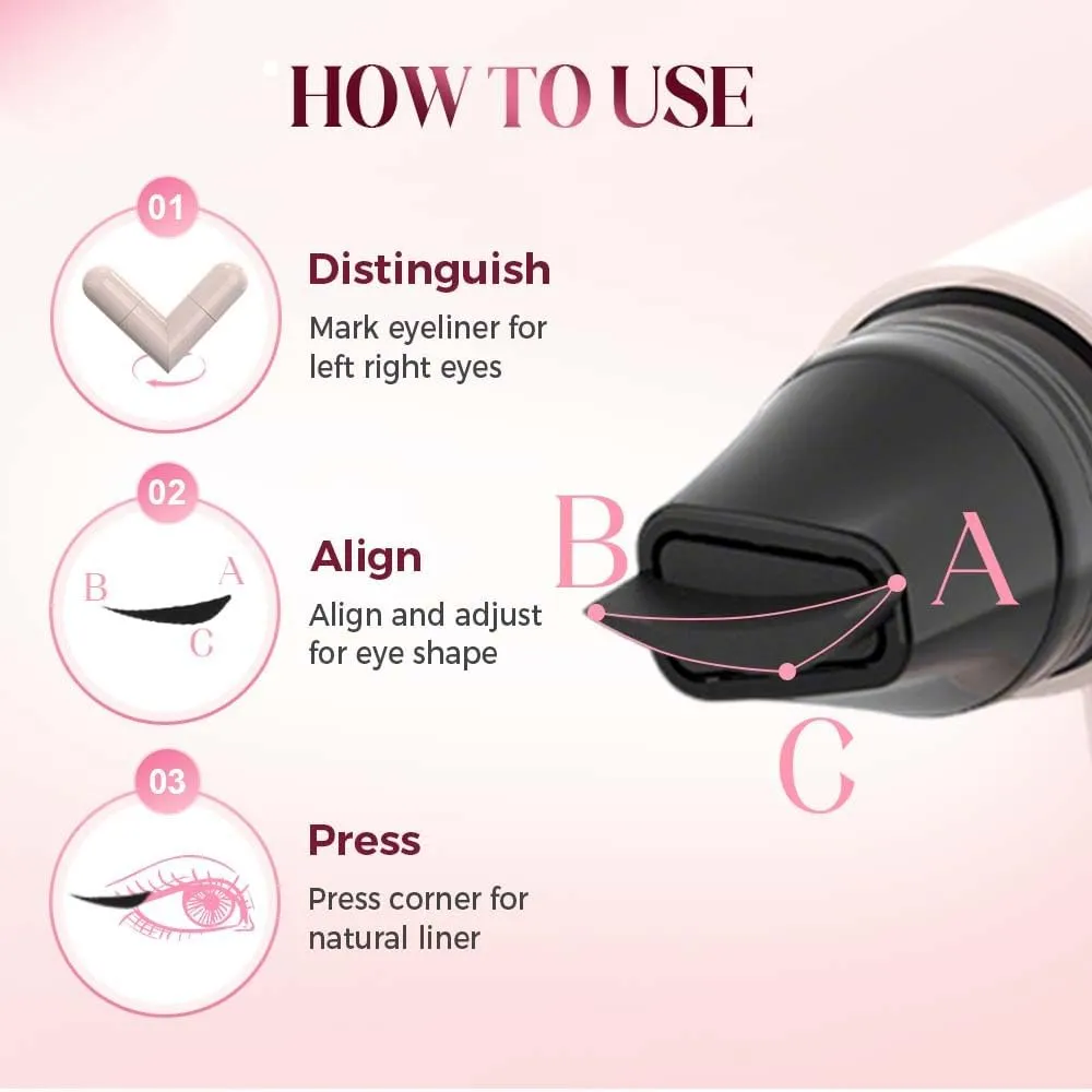 Double-ended liquid eyeliner, perfect eyeliner stamp, waterproof and smudge-proof eyeliner tool, suitable for beginners, long-lasting makeup, simple cat eye makeup template