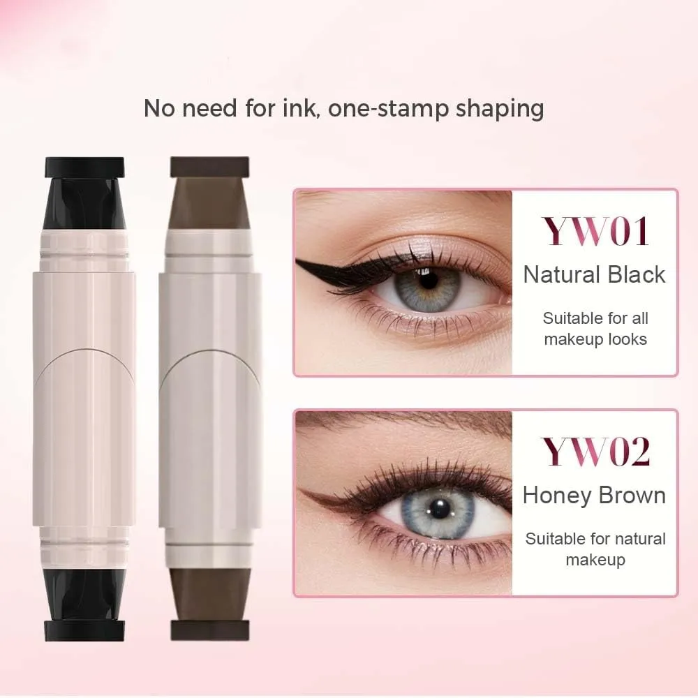 Double-ended liquid eyeliner, perfect eyeliner stamp, waterproof and smudge-proof eyeliner tool, suitable for beginners, long-lasting makeup, simple cat eye makeup template
