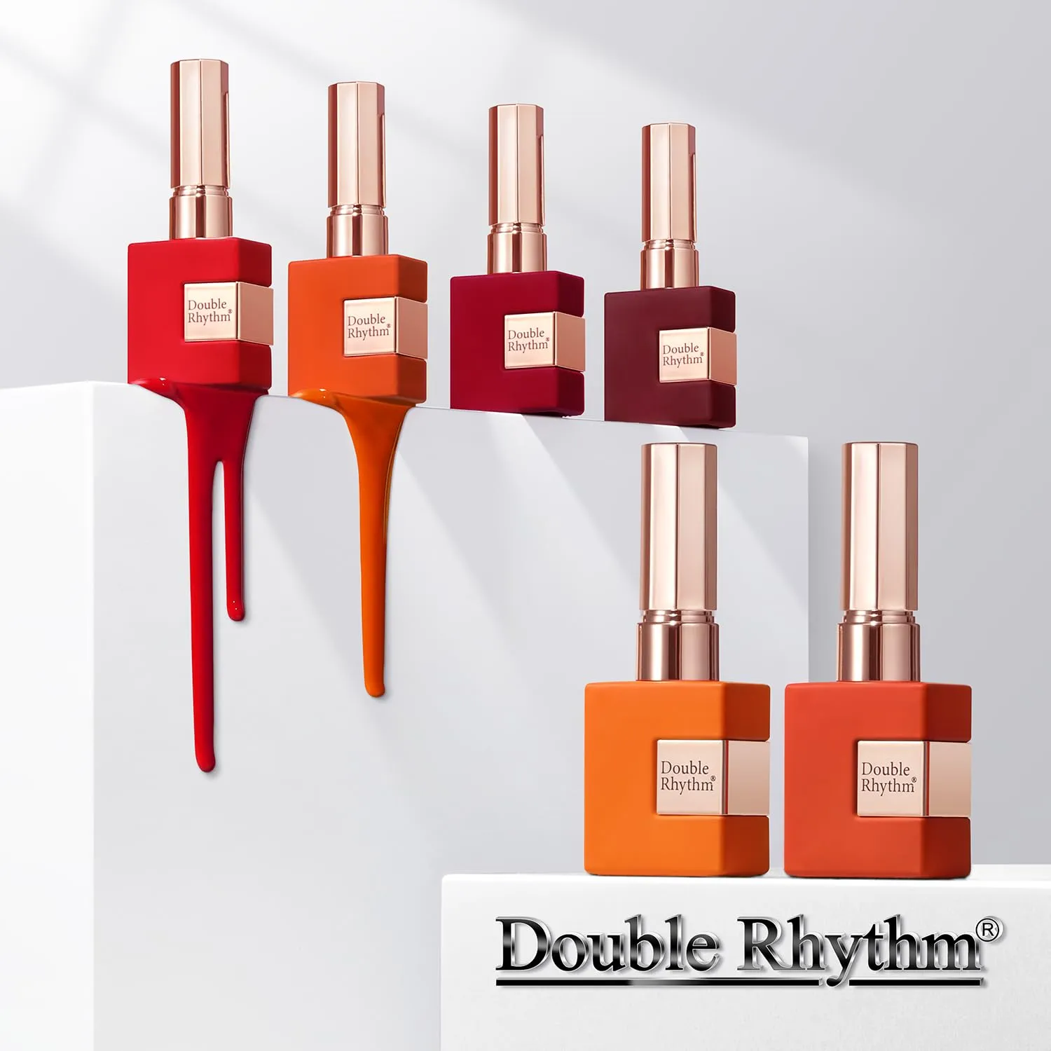 Double Rhythm 6 Pcs 15 ML Gel Polish Set Same Color Same Bottle Soak Off Gel Polish Kit Nail Art Manicure Salon DIY at Home for Women (Dark Light Brown Orange Maroon-T6-6)