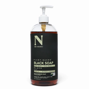 Dr. Natural Multi-Purpose Black Liquid Soap - Jabón corporal africano suave - Hidratante, combate acné - Manos y cuerpo - 946 ml