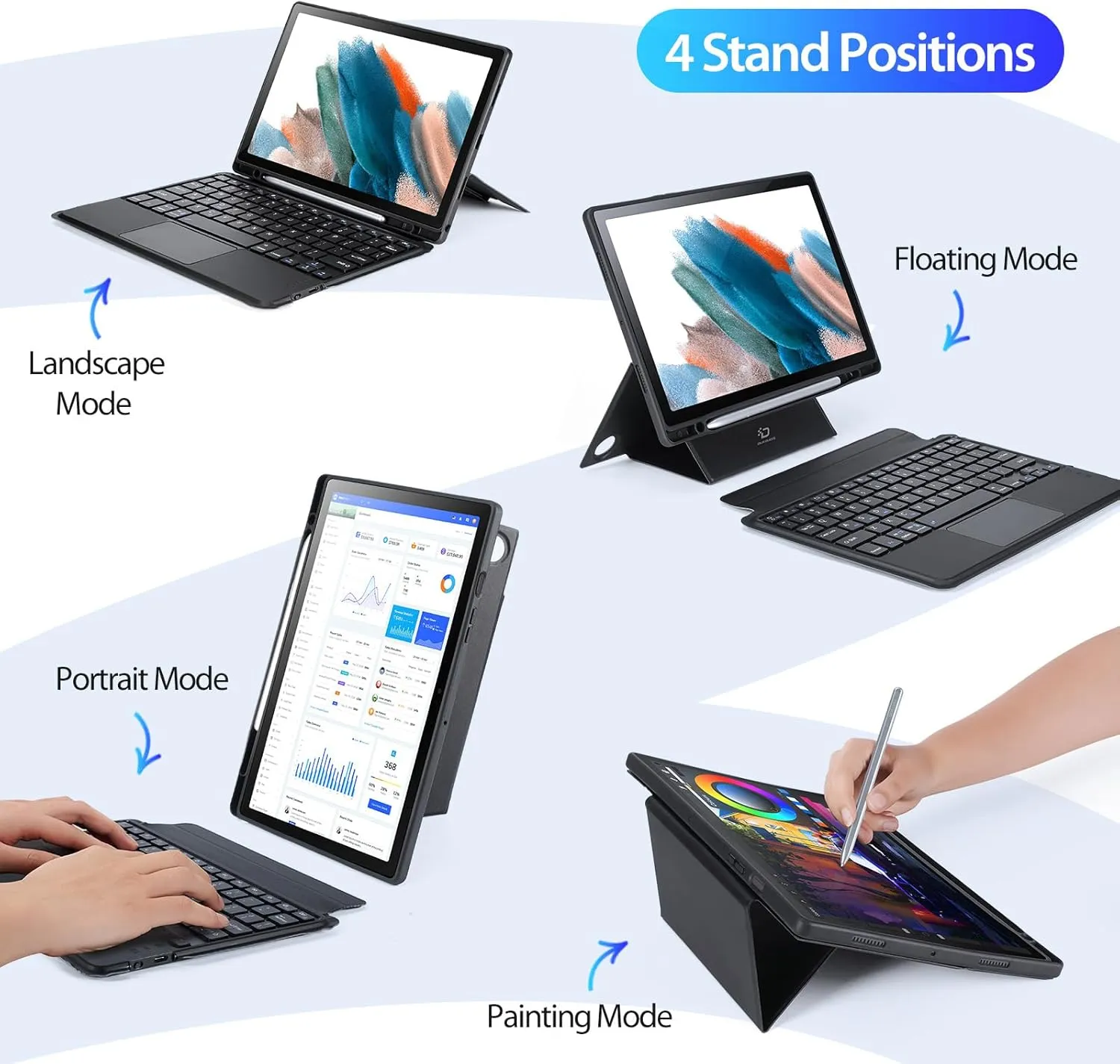 DUX DUCIS Samsung Galaxy Tab A8 Case with Keyboard 10.5Inch, Multi-Touch Trackpad, 7 Color Backlit Wireless Detachable Magnetic Folio Cover, for This Samsung Tab A8 Keyboard Case(Black)
