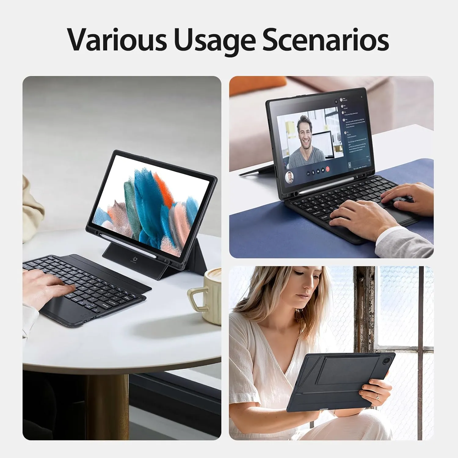 DUX DUCIS Samsung Galaxy Tab A8 Case with Keyboard 10.5Inch, Multi-Touch Trackpad, 7 Color Backlit Wireless Detachable Magnetic Folio Cover, for This Samsung Tab A8 Keyboard Case(Black)