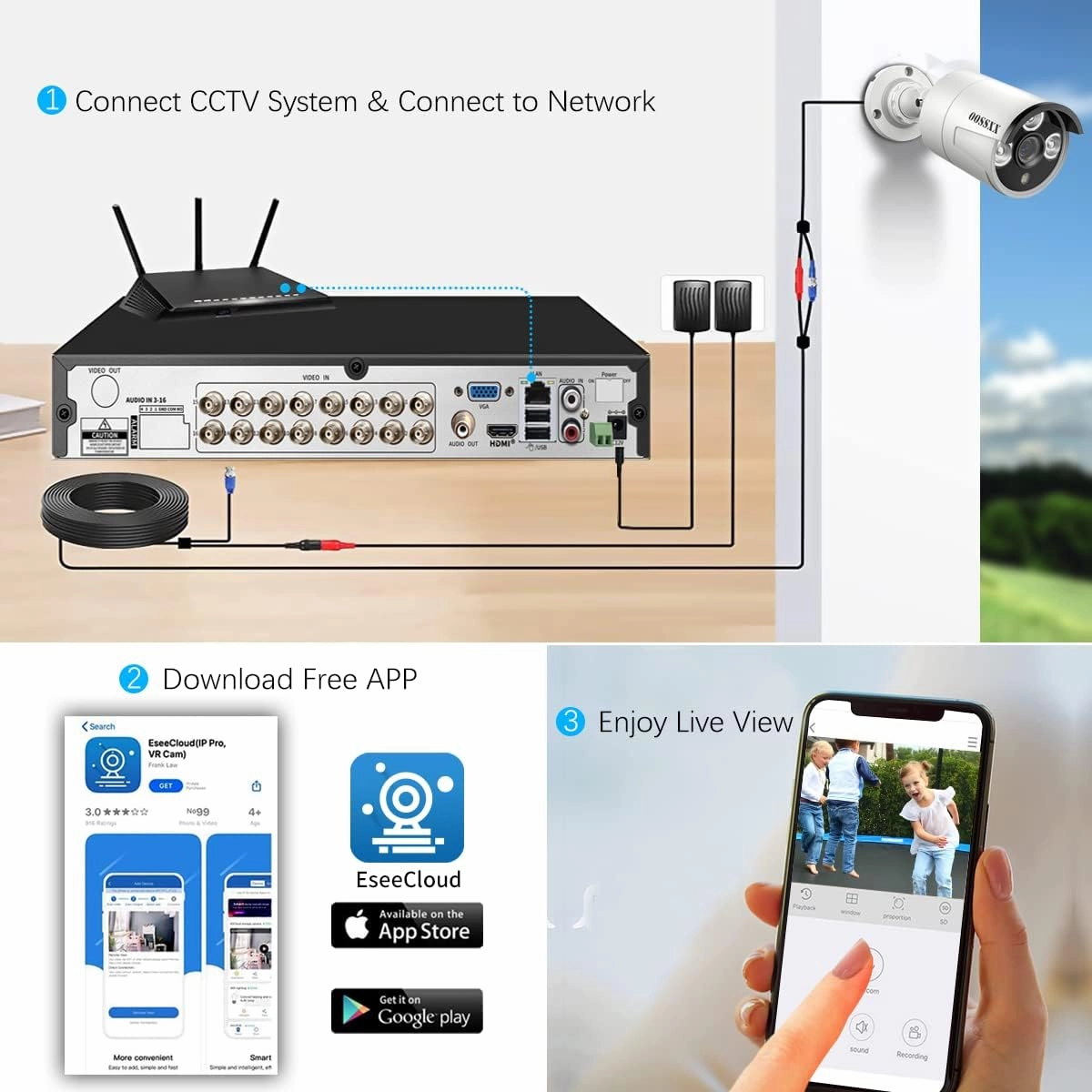 DVR 16-Channel Hybrid Capability 5-in-1 Digital Video Recorder 5.0MP HD Security DVR Recorder AHD/Analog/TVI/CVBS/IP Security Camera System Video Surveillance,Max to 6TB (3TB HDD Included)