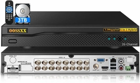 DVR 16-Channel Hybrid Capability 5-in-1 Digital Video Recorder 5.0MP HD Security DVR Recorder AHD/Analog/TVI/CVBS/IP Security Camera System Video Surveillance,Max to 6TB (3TB HDD Included)