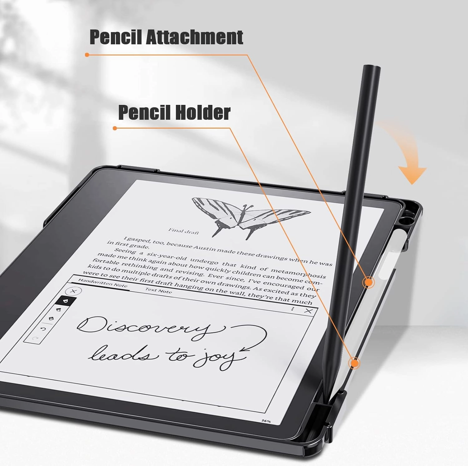 E NET-CASE Case for Kindle Scribe 10.2 inch 2024 & 2022 Released, Multi-Viewing Adjustable 360 Degree Rotating Stand Cover for Kindle Scribe 10.2”, Auto Sleep/Wake with Pen Holder, (Black)