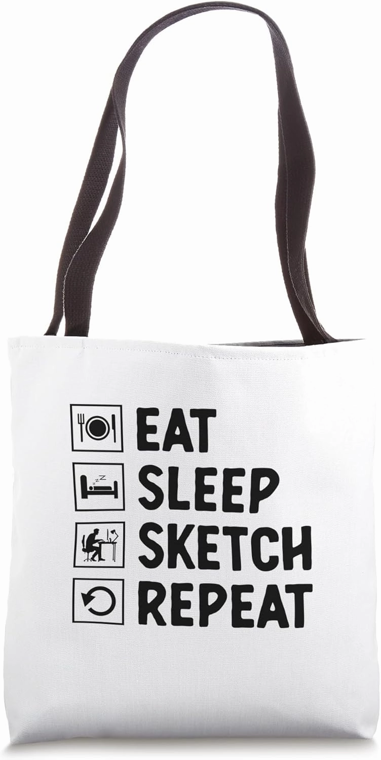 Eat Sleep Sketch Animation Draw Sketch Animate Storytelling Tote Bag