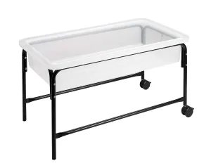 edxeducation Sand and Water Tray - Translucent - In-Home Learning Station for Kids - 23” High - Tubular Steel Frame Includes Plug - Indoor and Outdoor
