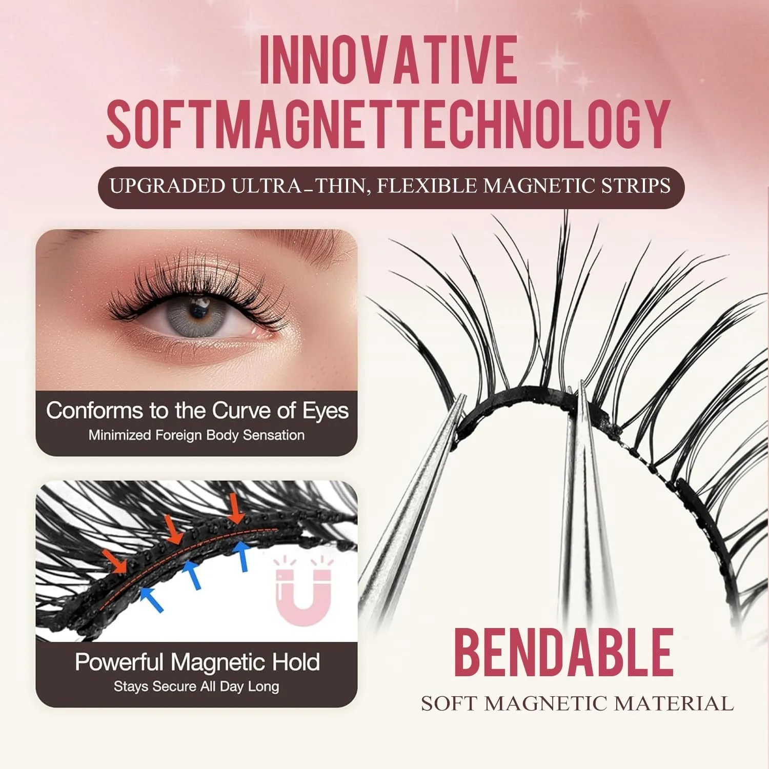 Elara Craft Magnetic Eyelashes, Magnetic Eyelashes with Applicator Natural, Soft Magnet Lashes Natural Look, Reusable Glue-free False Eyelashes Series (Heavy Makeup Series(EM07 EM12 EA09))