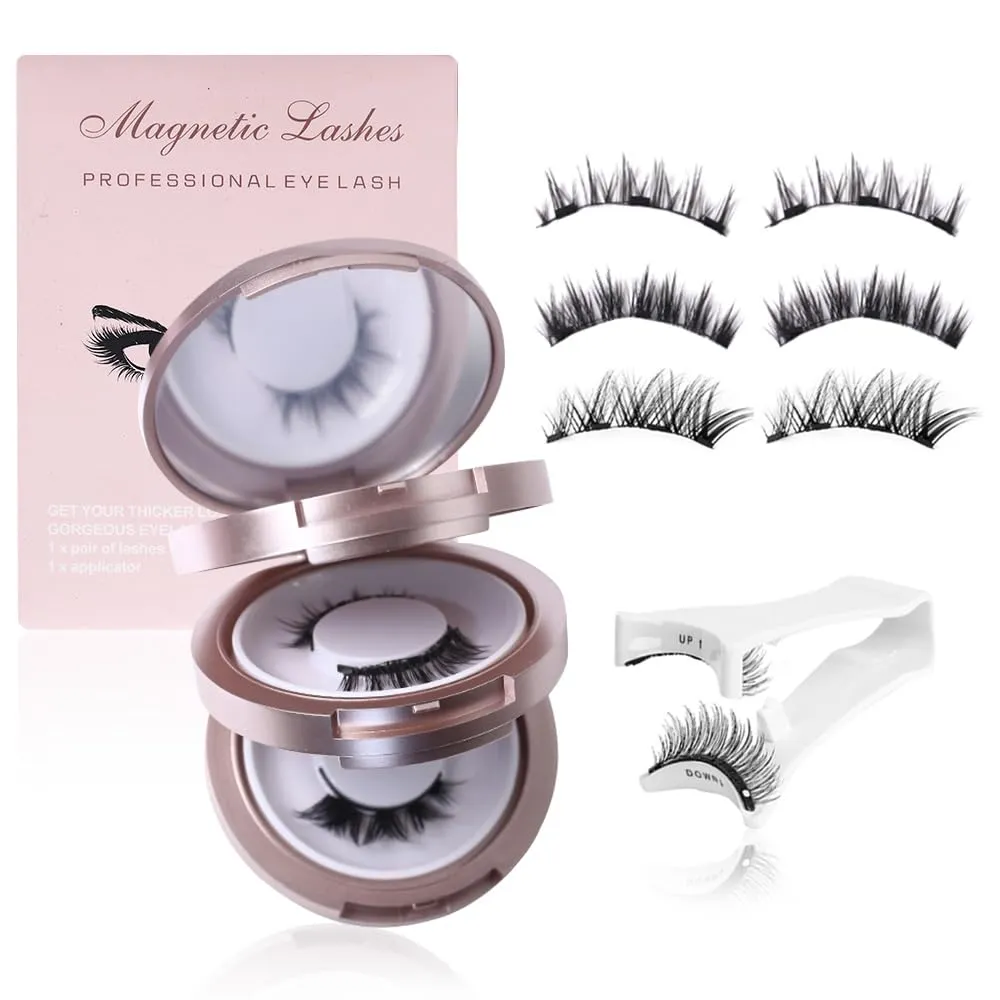 Elara Craft Magnetic Eyelashes, Magnetic Eyelashes with Applicator Natural, Soft Magnet Lashes Natural Look, Reusable Glue-free False Eyelashes Series (Heavy Makeup Series(EM07 EM12 EA09))