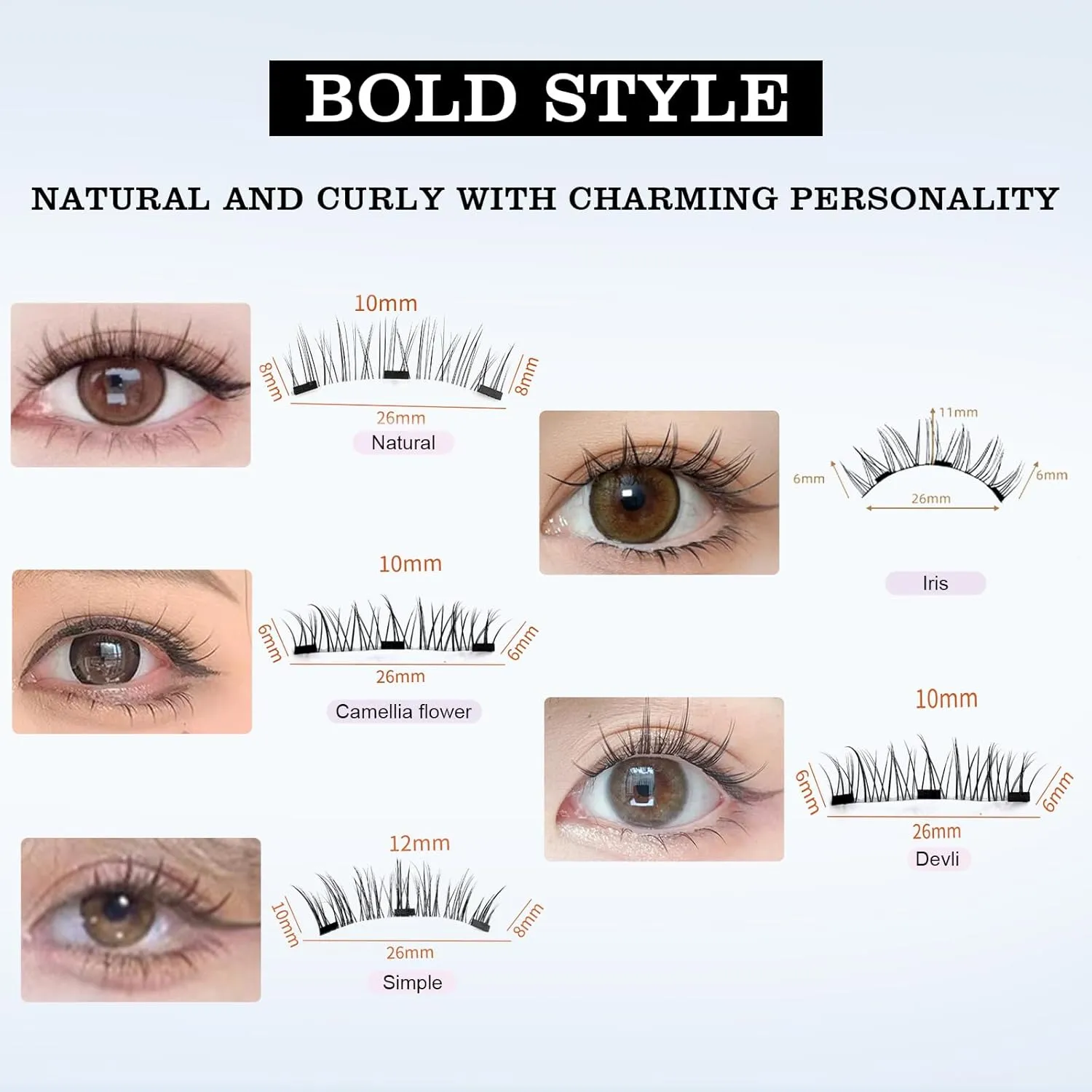 Elara Craft Magnetic Eyelashes,Magnetic Eyelashes with Applicator,2025 New Upgraded Magnet Lashes Natural Look,Reusable Soft Lashes Kit No Glue Needed(02 06 07)