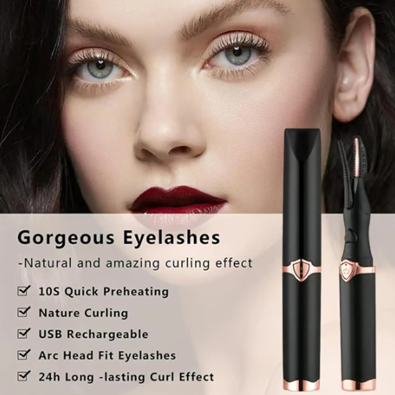 Electric Eyelash Curler for Instant Glam, 2025 New Heated Eyelash Curler, Electric Eyelash Curler, Mini USB Rechargeable Finalize Eyelash Tool, Fast Heat up in 8s & 3 Heat Modes (White)