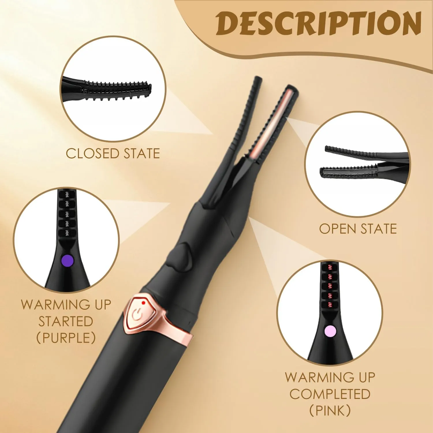 Electric Eyelash Curler for Women, 2025 Upgraded Portable Heated Eyelash Curler, 3 Heat Modes and Smart Temperature Control Natural Curling 24H Long-Lasting (2*Black)