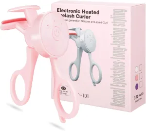 Electric Heated Eyelash Curler for Women – USB Rechargeable Heated Lash Curler with 3 Heating Modes, Fast Heating, Safe Anti-Scald, Long-Lasting Curls, Portable Makeup Tool, Pink