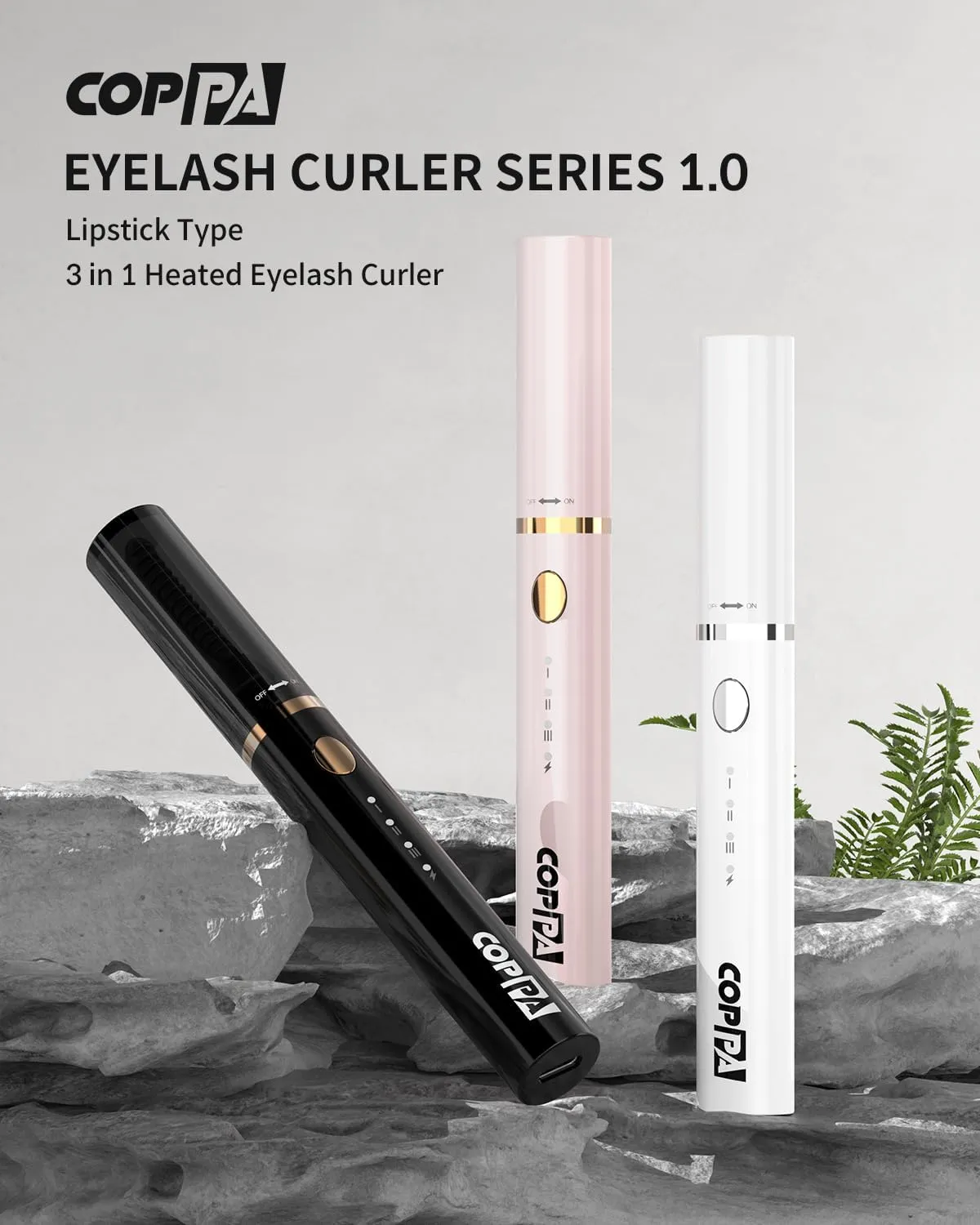 Electric Lash Curler, LP-1 Lipstick Type 3-in-1 Heated Eyelash Curler with 3 Brush Heads 3 Curling Modes and 3 Temp & 5s Quick Heat-up, Perfect for Beginners and Makeup Pros, Black
