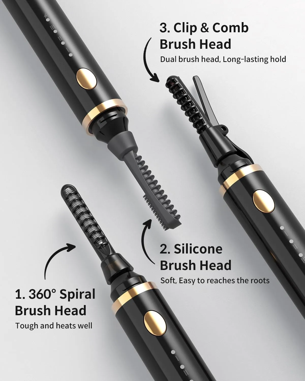 Electric Lash Curler, LP-1 Lipstick Type 3-in-1 Heated Eyelash Curler with 3 Brush Heads 3 Curling Modes and 3 Temp & 5s Quick Heat-up, Perfect for Beginners and Makeup Pros, Black