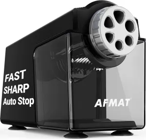 Electric Pencil Sharpener Heavy Duty, 6-Hole Classroom Pencil Sharpener for 6-11mm Pencils, Auto Stop Pencil Sharpeners Plug in,10000 Sharpening Times, Save Colored Pencils, Black