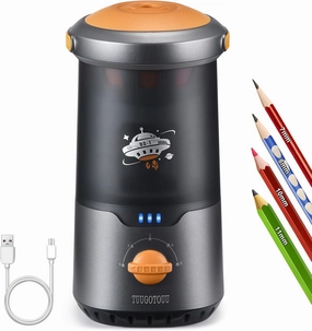 Electric Pencil Sharpener for Colored Pencils Fully Auto Portable Pencil Sharpener Rolls in & Out Auto 5 Adjustable Thicknesses Suitable for Kids Artists Students and Home (Silver Gray)