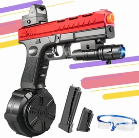 Electric Pistol - Splat Pistol with Manual-Automatic Dual Mode, Orby with Linked Shooting Effect, Splatter for Ages 16 Years Old and up and Adults,Red and Black