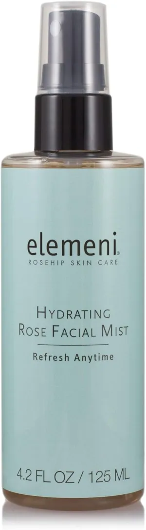 elemeni Hydrating Rose Facial Mist, 4.2 fl oz, Soothing Nourishing Moisturizing Rosewater Spray, Makeup Primer, Boost Liquid Foundation Hydration, Toning Witch Hazel, Vitamins B5 C and Hydrosol Spritz