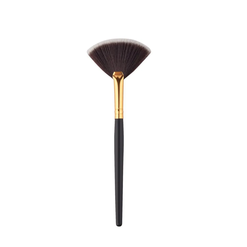 ELEOPTION Professional Fan Makeup Brushes Set Organizer With 11 Pcs Synthetic Face Eyeshadow Powder Foundation Powder Liquid Cream Blending Brush Cleaner Tools (Black)