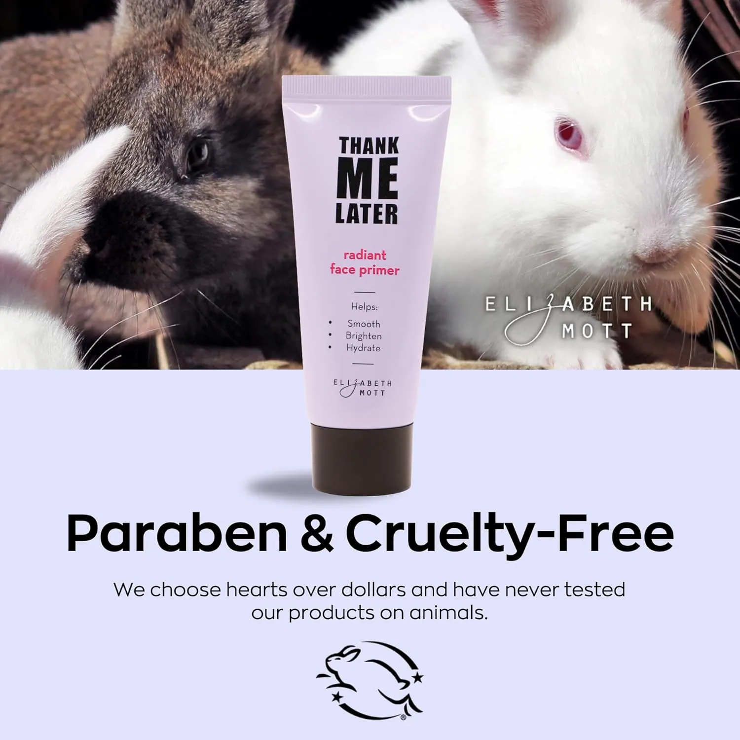 Elizabeth Mott Thank Me Later Radiant Face Primer – Dermatologist & Allergy Tested – Illuminating, Hydrating Makeup Base for Glowing Skin – Long-Lasting, Pore-Minimizing, Oil-Free, Cruelty-Free, 30g