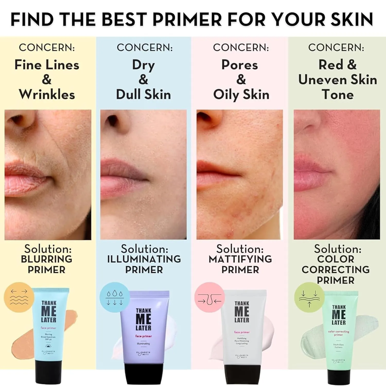 Elizabeth Mott Thank Me Later Radiant Face Primer – Dermatologist & Allergy Tested – Illuminating, Hydrating Makeup Base for Glowing Skin – Long-Lasting, Pore-Minimizing, Oil-Free, Cruelty-Free, 30g