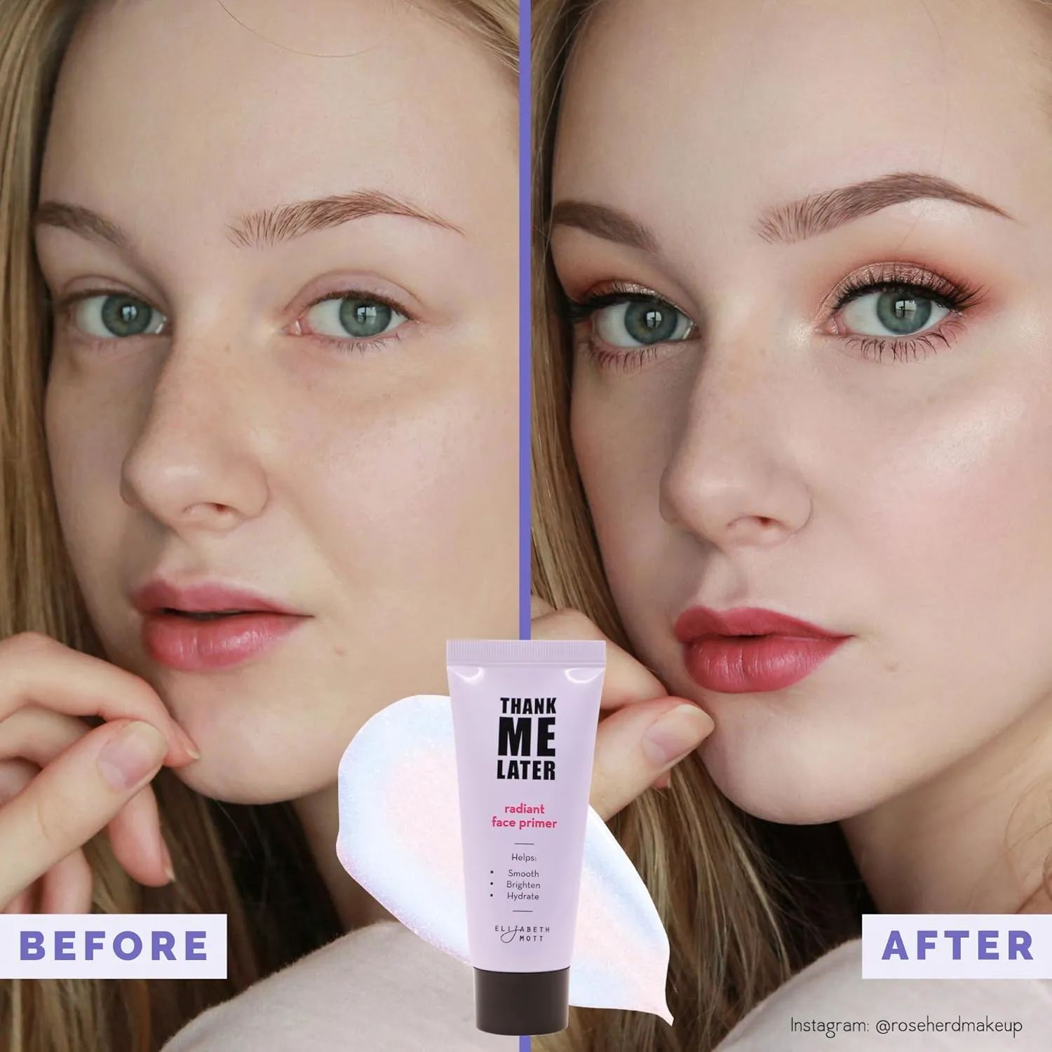 Elizabeth Mott Thank Me Later Radiant Face Primer – Dermatologist & Allergy Tested – Illuminating, Hydrating Makeup Base for Glowing Skin – Long-Lasting, Pore-Minimizing, Oil-Free, Cruelty-Free, 30g