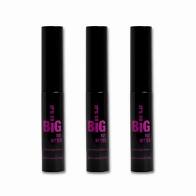 Elizabeth Mott Black Volumizing Mascara Set – Smudge-Proof, Water-Resistant, Lengthening Fiber Formula with Hourglass Wand – Cruelty-Free, Safe for Lash Extensions – Travel-Size Mini Trio, 4ml Each