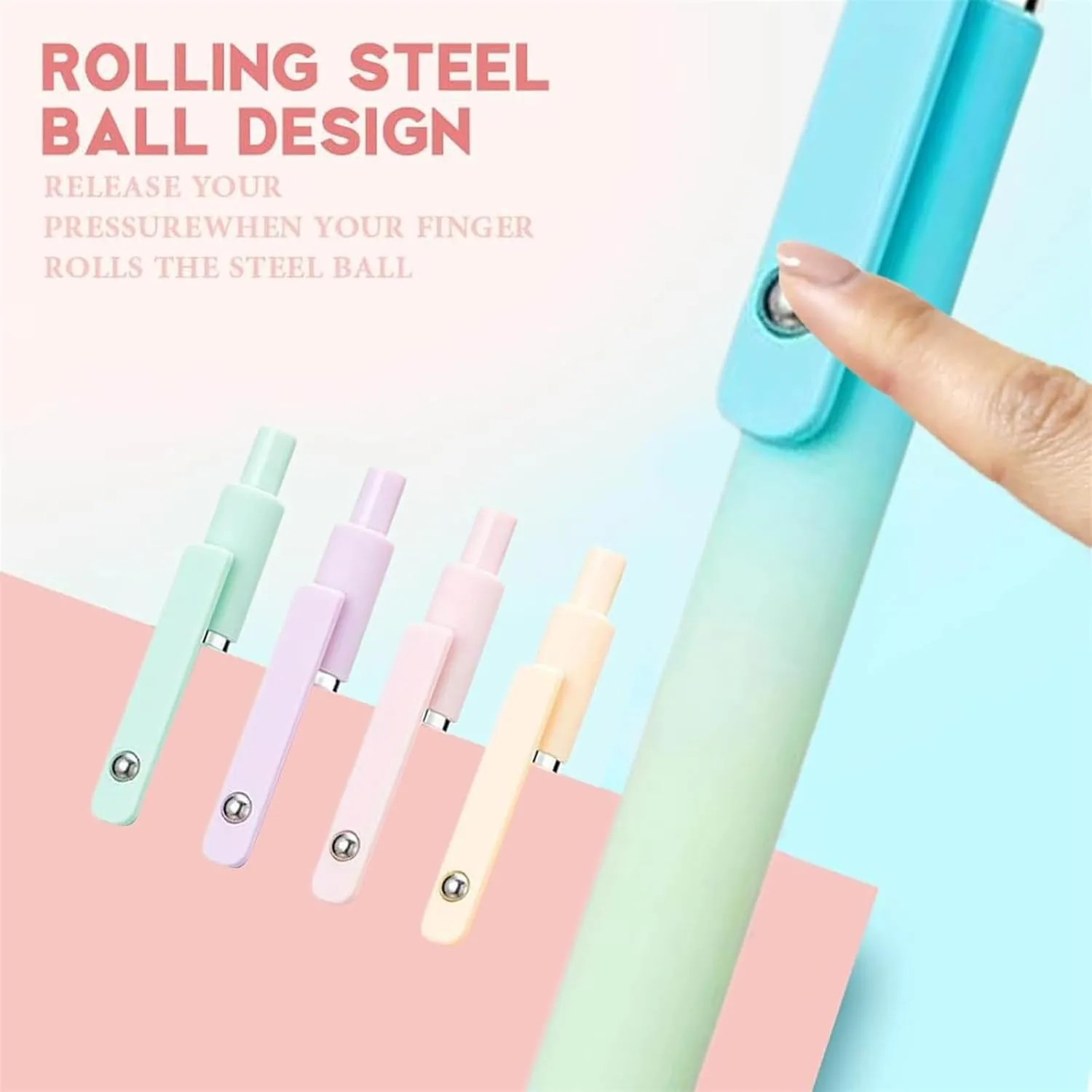 Emboadlie Gel Pens,Gettoreach 5 PCS Gel Ink Pens, Houtndguter 0.5mm Medium Tip Black Ink Roller Ball Pen, Quick Drying Pen for Smooth Writing (A B C)