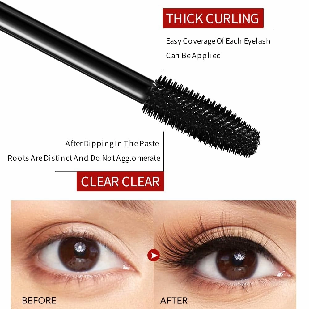 Emboadlie Mascara, Emboadlie Waterproof Silk Fibre Thick Lengthening Mascara, Shedoes Mascara Waterproof, Lasting Waterproof Big Lash Mascara, Volumizing & Lengthening Formula, No.8829-10ml (2Pcs)