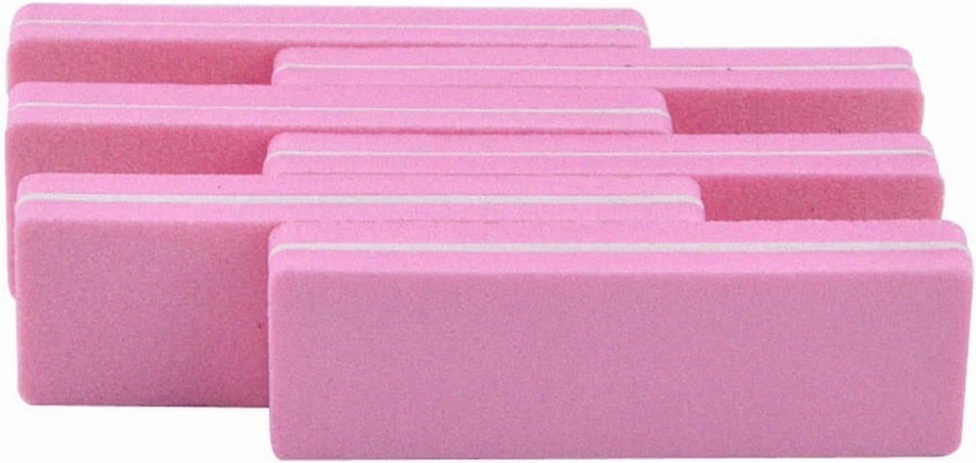 Emery Boards Nail Care kit with Nail File Buffer, 100pcs/lot Nail Buffers File Compatible with Gel Pink Nail Files Sanding