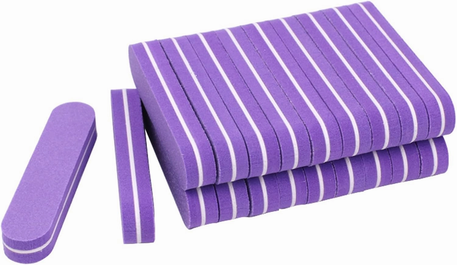 Emery Boards Nail Care kit with Nail File Buffer, 200pcs Purple Sponge Nail Art File 100/180 9 * 2cm Nail Art Sanding Buffer