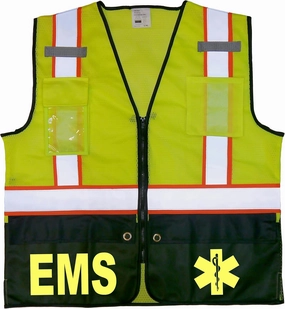 EMS Survivor Safety Vest, Type R Class 2, Reflective logos with Jumbo back pocket.