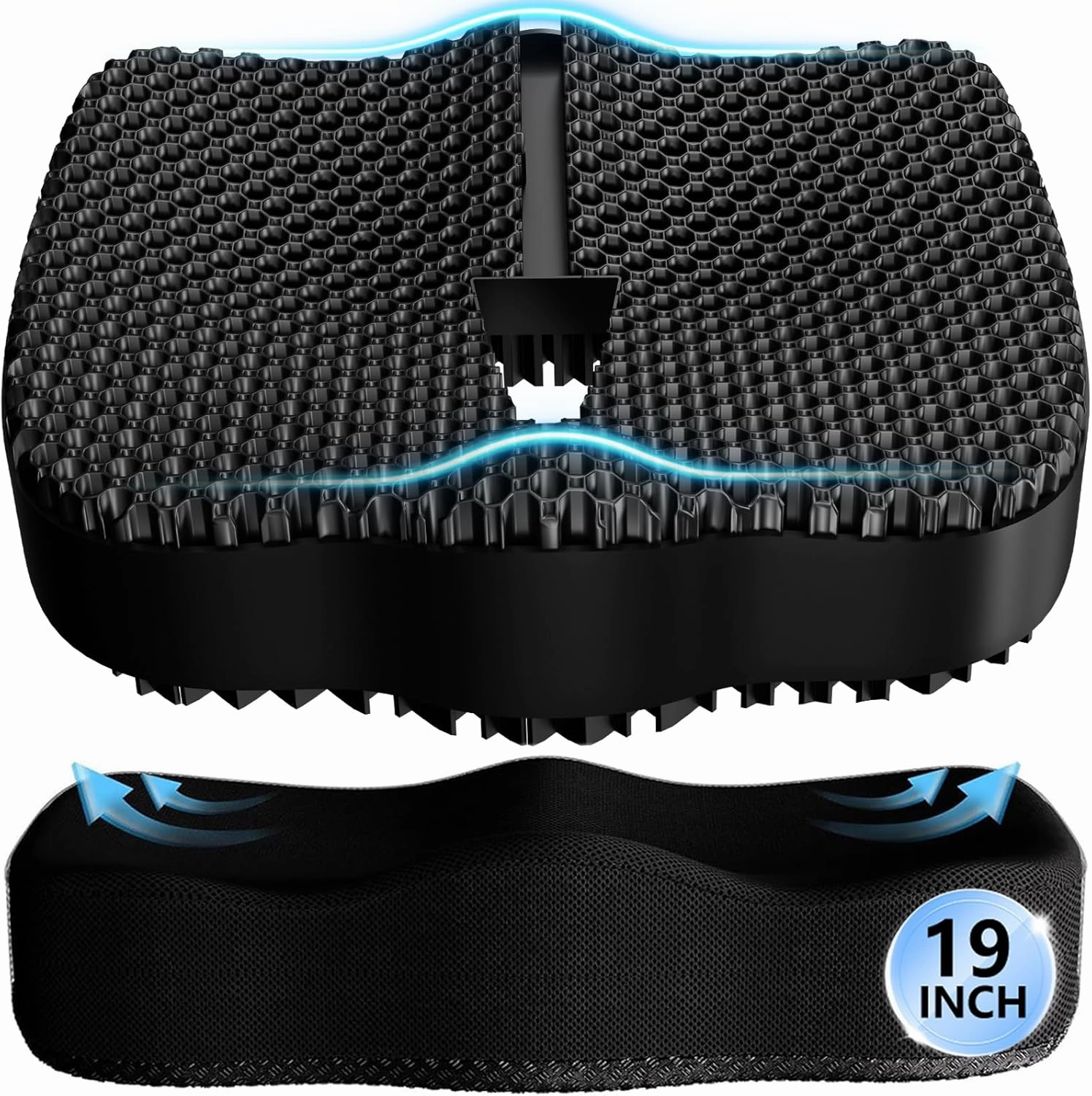 Enlarged Gel Seat Cushion 19in Super Large Thick, Gel Cushion Seat for Pressure Relief for Long Siiting, Coccyx Sciatica Pain Relief, Egg Cushion Chair Pads for Wheelchair Car Office Chair