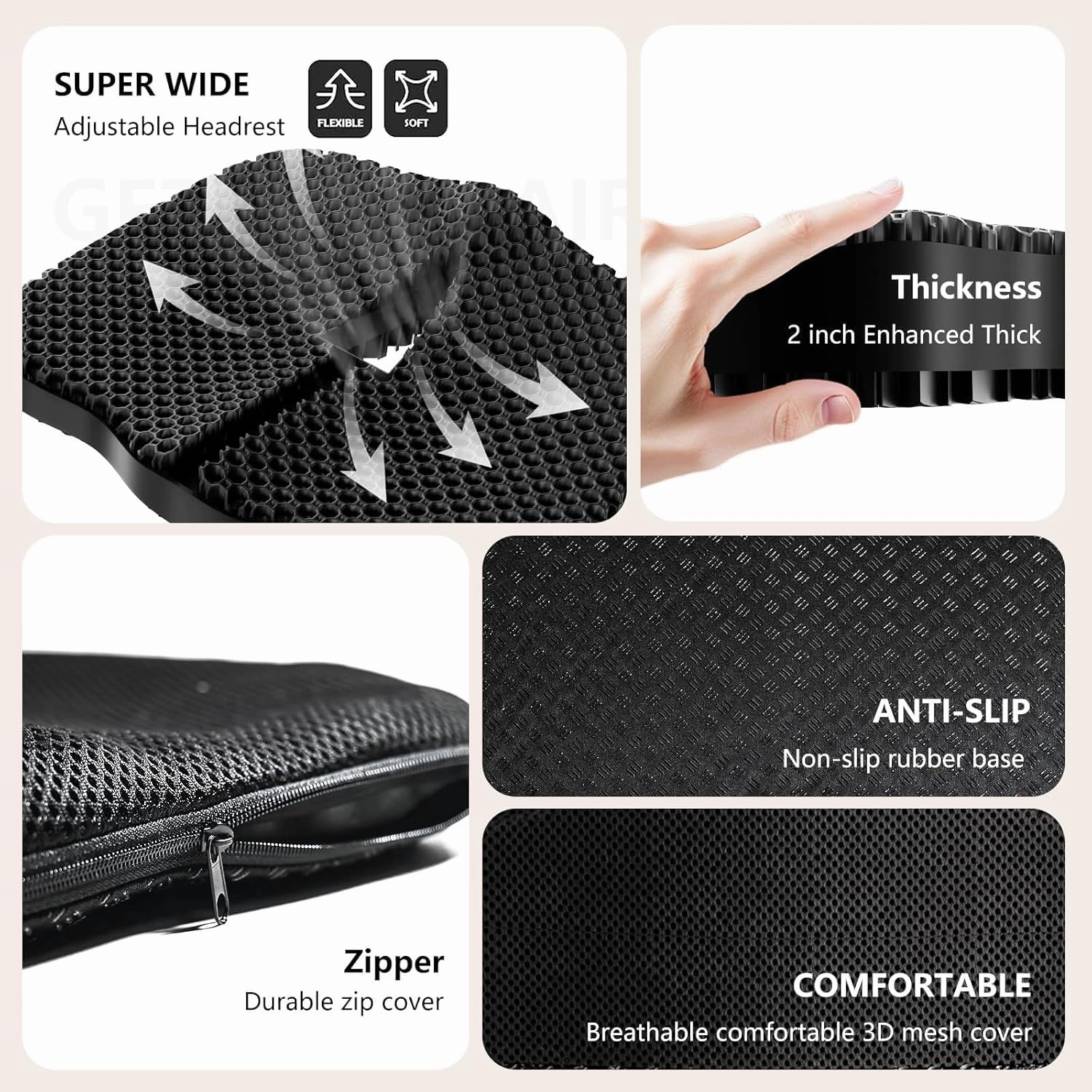 Enlarged Gel Seat Cushion 19in Super Large Thick, Gel Cushion Seat for Pressure Relief for Long Siiting, Coccyx Sciatica Pain Relief, Egg Cushion Chair Pads for Wheelchair Car Office Chair