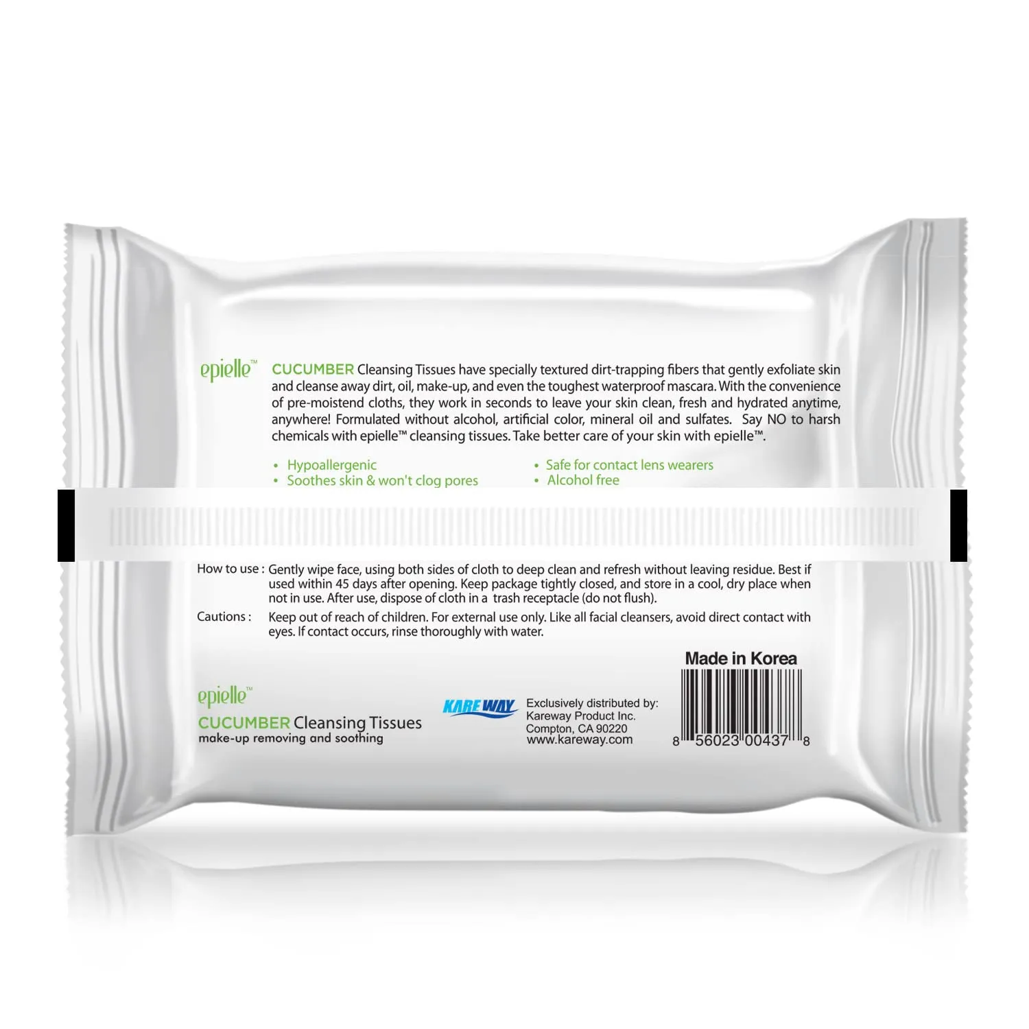 Epielle New Makeup Remover Cleansing Wipes Tissue - Cucumber 30 Count 6 Pack | Gentle for all Skin Types | Daily Facial Cleansing Towelettes | Removes Dirt, Oil, Makeup (Cucumber)