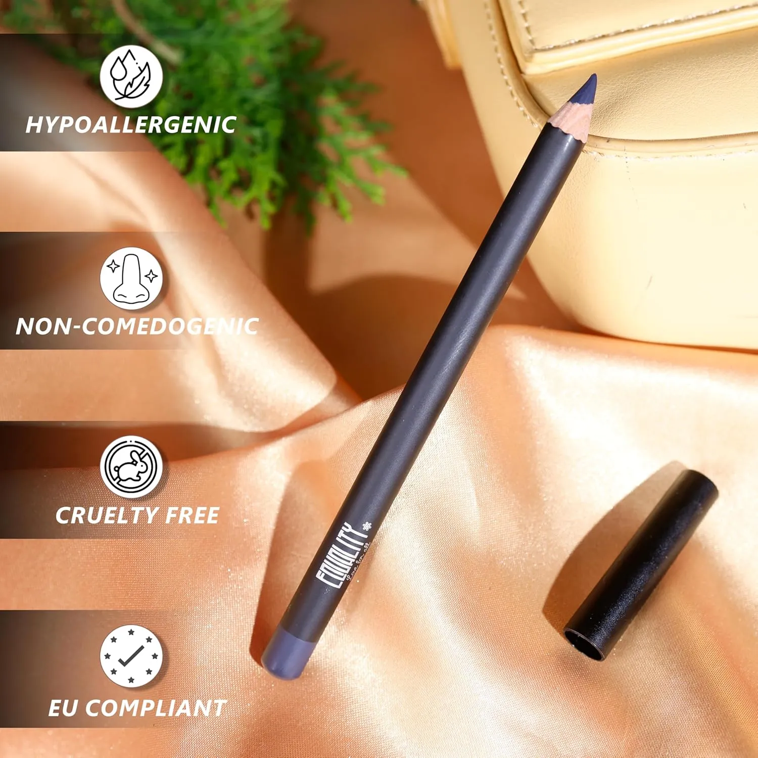 EQUALITY Color Eye Pencil - Eyeliner Pencil, Rich Hyper-Pigmented Color, 12 hour wear, Water resistant, Shine control, Cruelty-free - Midnight