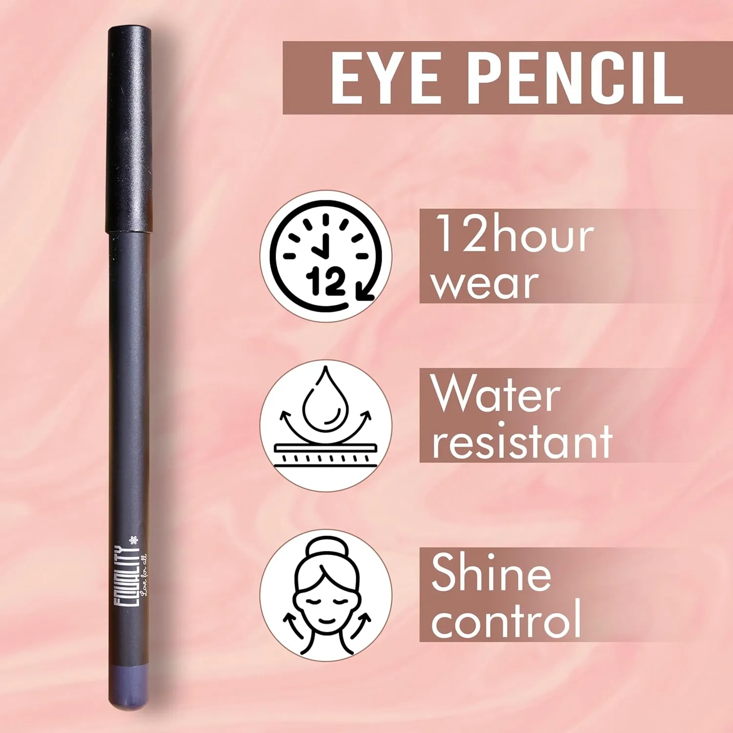 EQUALITY Color Eye Pencil - Eyeliner Pencil, Rich Hyper-Pigmented Color, 12 hour wear, Water resistant, Shine control, Cruelty-free - Midnight
