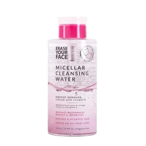 ERASE YOUR FACE Micellar Cleansing Water - Hydrating Micellar Water to Help Remove Makeup, Cleanse Skin & Reveal a Soft, Radiant Complexion - Suitable for Sensitive Skin (16.9 Fl Oz)