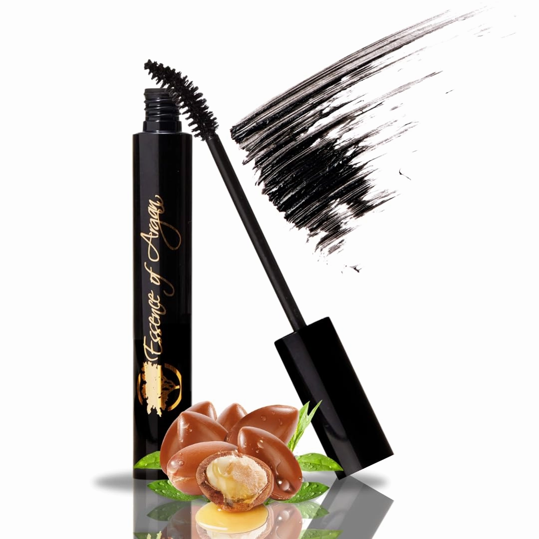 Essence of Argan Lash Conditioner Mascara with 100% Pure Organic ECOCert Argan Oil - Waterproof Black Mascara with Beeswax and Candelilla for More Volume & Longer Stronger Lashes (0.25 oz)