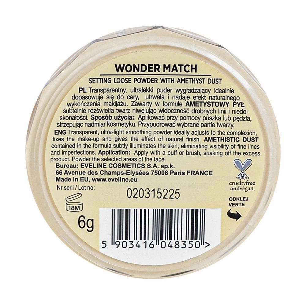 Eveline Wonder Match Translucent Loose Setting Powder With Amethyst Dust, 6g
