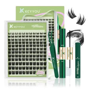 Extension Kit 144Pcs Angel Lash Clusters Kit Thick Eyelash Extension Kit with Glue and Seal,Tweezers,Remover for DIY lash extension kit at Home（Kit-Angel A03-D-8-18MIX）