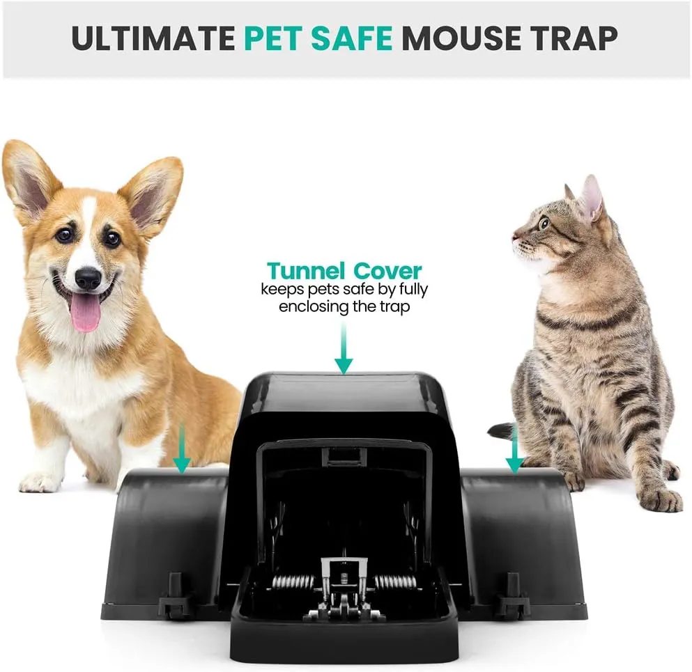 eXuby Pet-Safe & Child-Safe Rat Traps w/Tunnel Design (4-Pack) – Dual Entry for Better Capture Rate - No Harmful Poison - Prevents Accidental Triggering - Avoid Finger Snapping - Setup in Seconds.