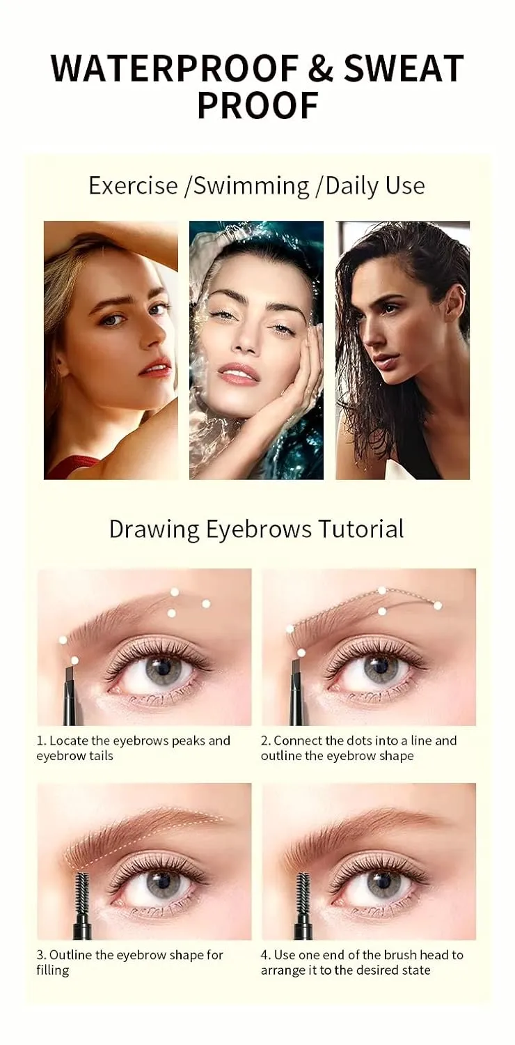 Eye Brow Pencil Retractable with Brush. (Dark Brown)
