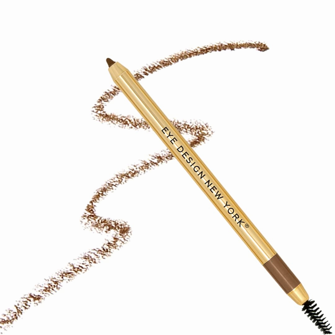 Eye Design Makeup Eyebrow Pencil - Premium Eyebrow Definer Pencil - Eyebrow Spoolie Brush for Flawless Brows - Fills Sparse Areas & Gaps - Eye Pencil for Blondes & Brunettes (Medium Brown)