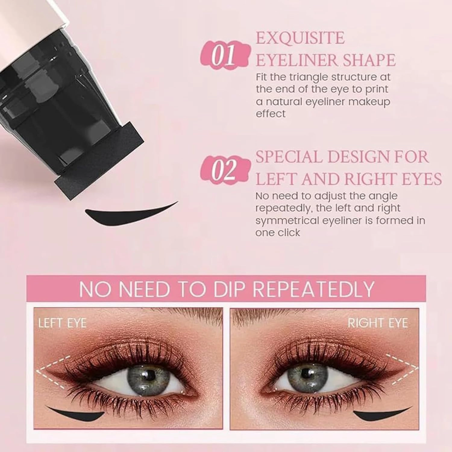 Eye Liner Stamp,Precision Stamp Eyeliner,Double Head Liquid Stamp Eyeliner Pens,Simple Cat's Eye Template Makeup Tool,Long Lasting Waterpoof Smudgeproof Eye Liner For All Eye Shapes (black brown)