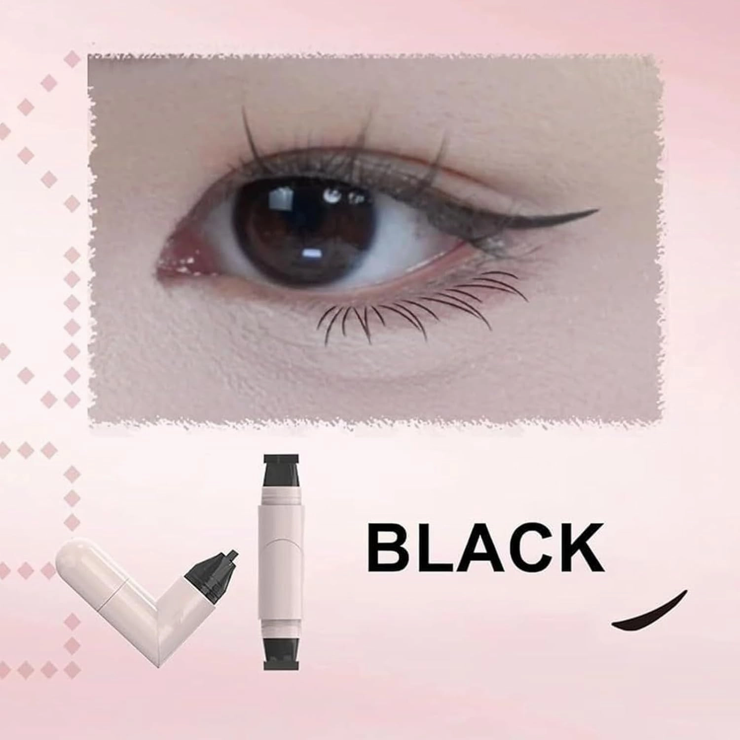Eye Liner Stamp,Precision Stamp Eyeliner,Double Head Liquid Stamp Eyeliner Pens,Simple Cat's Eye Template Makeup Tool,Long Lasting Waterpoof Smudgeproof Eye Liner For All Eye Shapes (black brown)