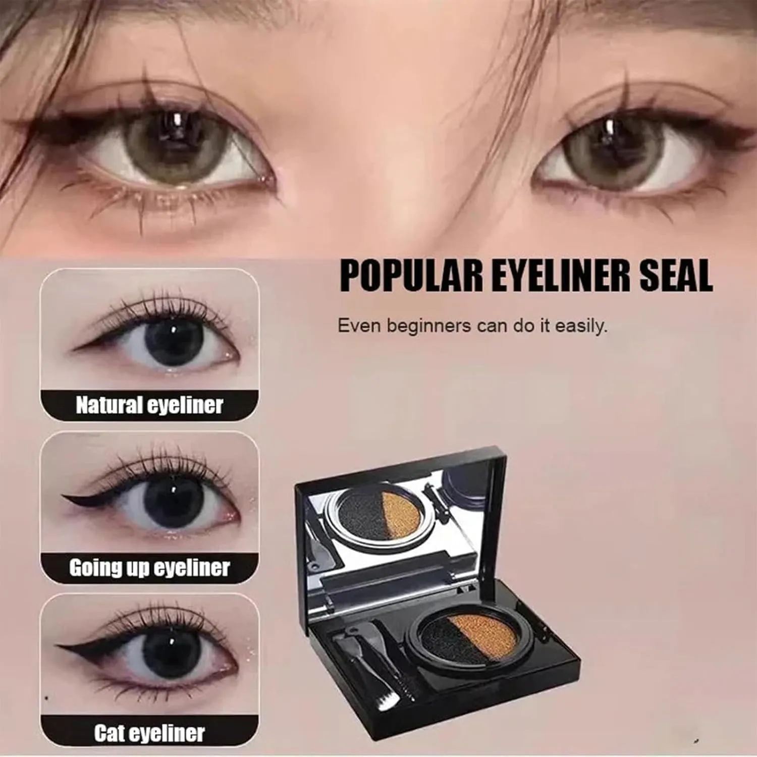 Eyebrow & Eyeliner Cream With Stamp, Double Color Eyebrow Cream Waterproof, 2 In 1 Waterproof Brow Powder & Eyeliner Cream With Double Ended Brush, Eye Brow Powder For Women Long Lasting (Brown)