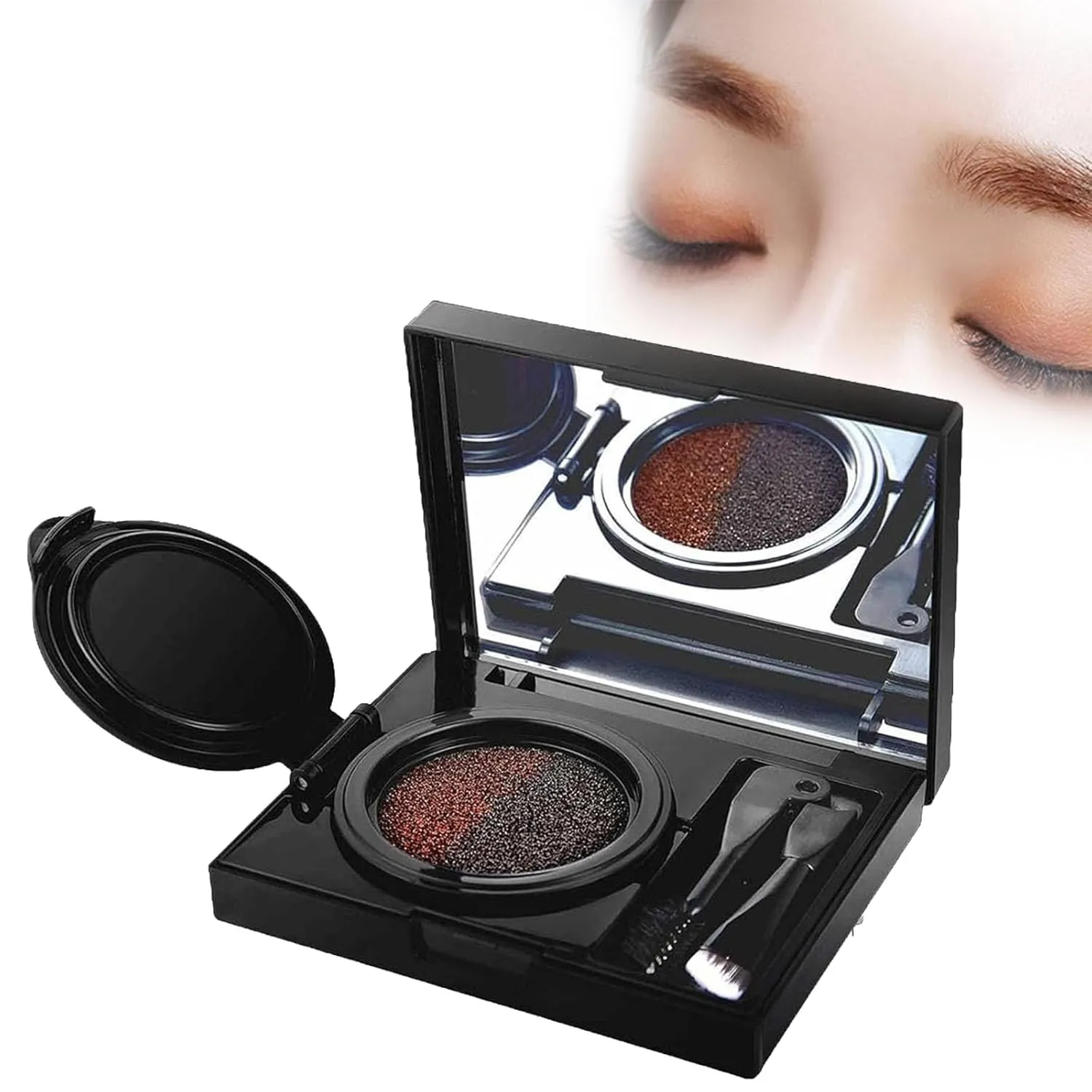 Eyebrow & Eyeliner Cream With Stamp, Double Color Eyebrow Cream Waterproof, 2 In 1 Waterproof Brow Powder & Eyeliner Cream With Double Ended Brush, Eye Brow Powder For Women Long Lasting (Brown)